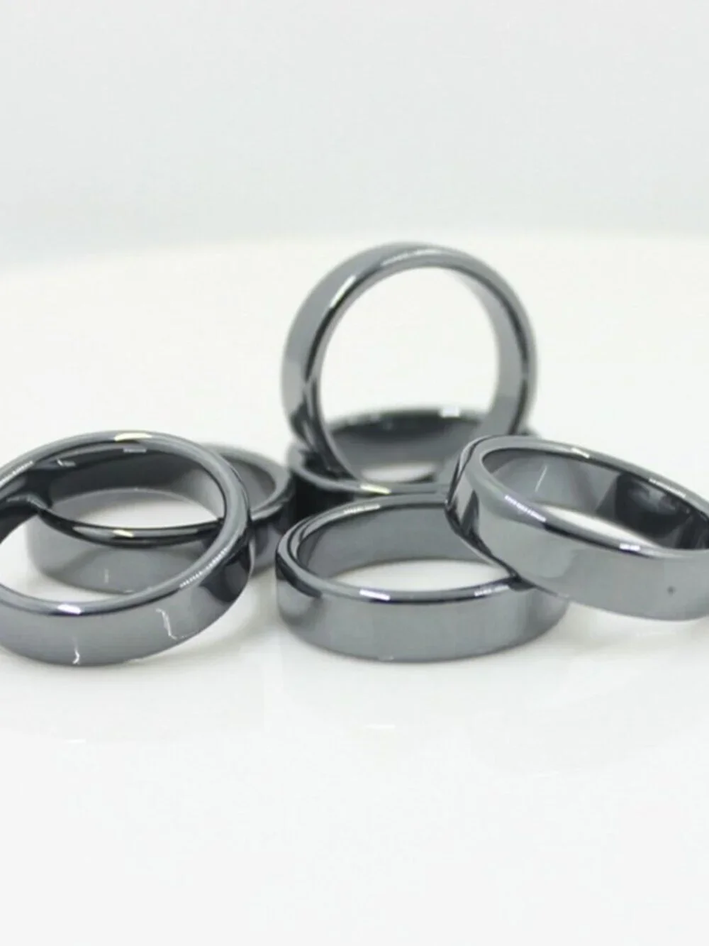 Wholesale 10 Gunmetal Hematite Minimalist 6mm Flat Wide Band Unisex Finger Rings